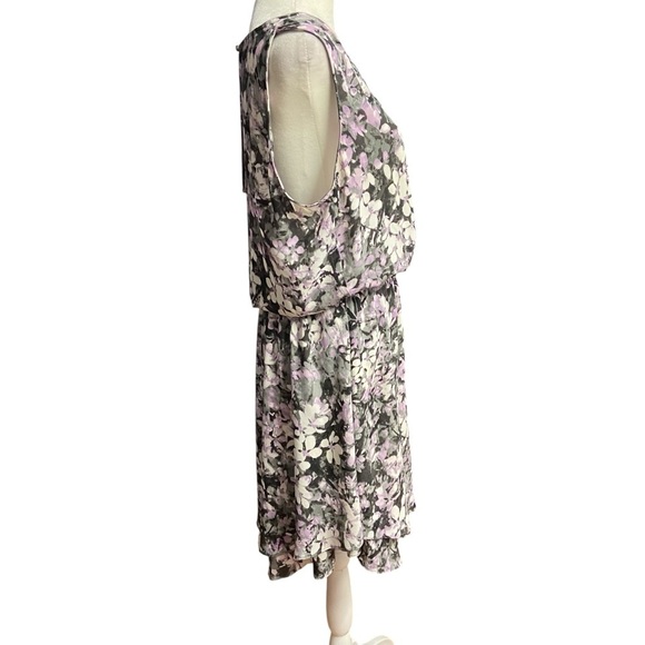 White House Black Market Sleeveless V-Neck Sundress Size 10 Pink Black casual - Picture 5 of 11